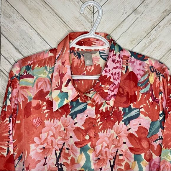 H&M floral button down shirt blouse - Picture 3 of 8